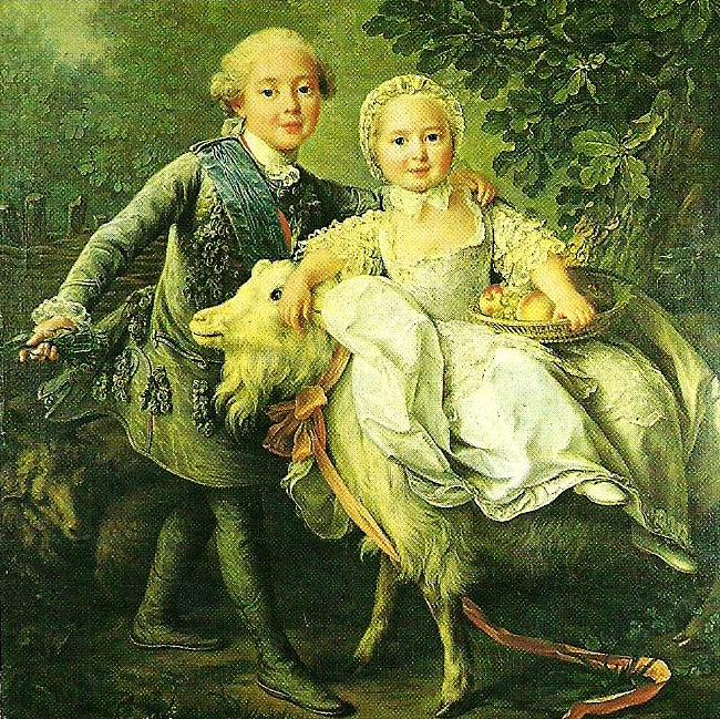Francois-Hubert Drouais charles de france and his sister marie- adelaide